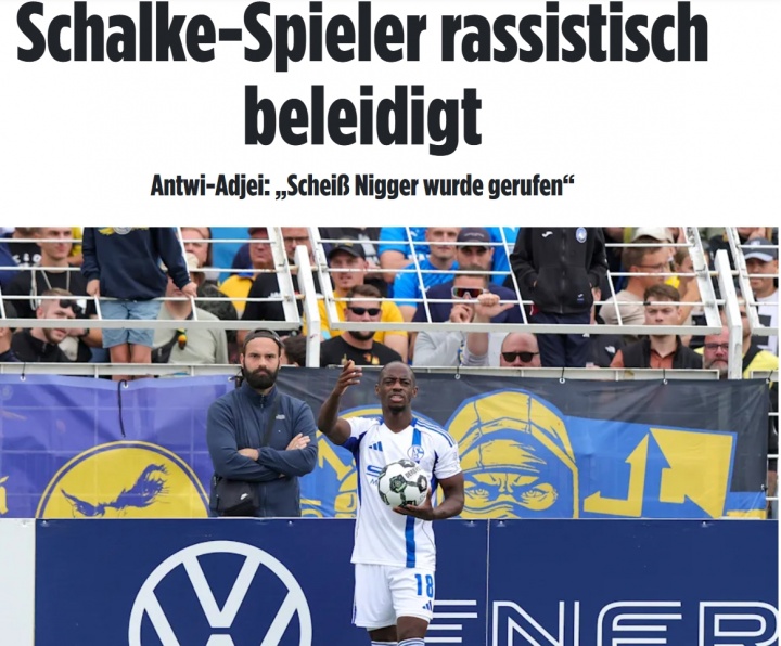 比赛因此中断！沙尔克球员遭遇种族歧视：有人叫我“该死的黑鬼”